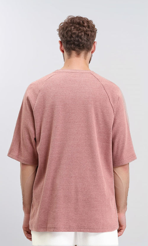 R210939 - Self Pattern Short Sleeves Slip On Tee - Dusty Rose