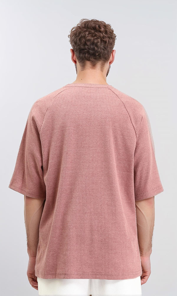 R210939 - Self Pattern Short Sleeves Slip On Tee - Dusty Rose