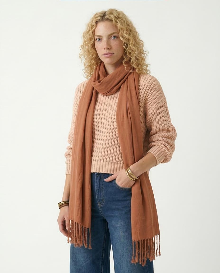 R210976 - Mock Neck Chunky Knit Pullover - Nude
