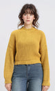 R210978 - Mock Neck Chunky Knit Pullover - Mustard