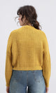 R210978 - Mock Neck Chunky Knit Pullover - Mustard