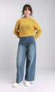 R210978 - Mock Neck Chunky Knit Pullover - Mustard