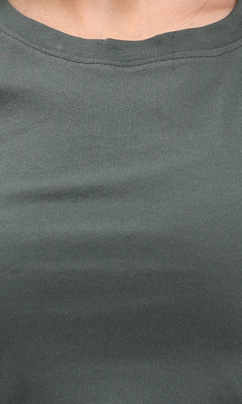 R210980 - Sleeveless Solid Basic Cotton Top - Dark Khaki