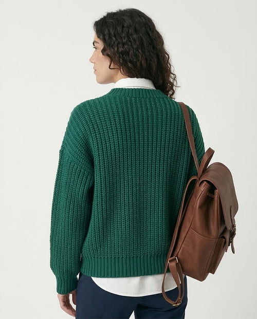 Ravin Forest Green Chunky Ribbed Mock-Neck Sweater - R210981