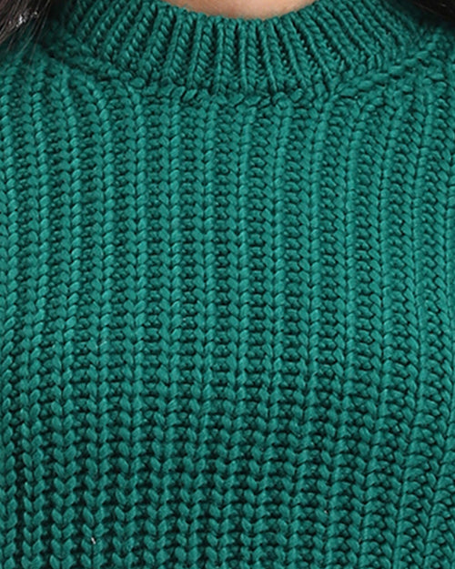 Ravin Forest Green Chunky Ribbed Mock-Neck Sweater - R210981