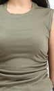 R210982 - Round Neck Textured Sleeveless Top - Dark Olive