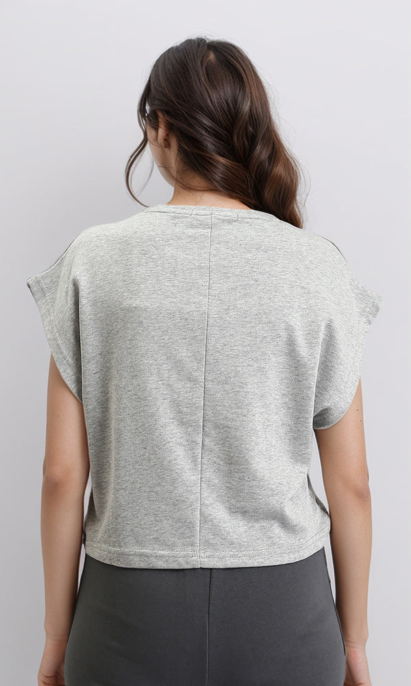 R210990 - Slip On Cotton Cap Sleeves Tee - Heather Grey