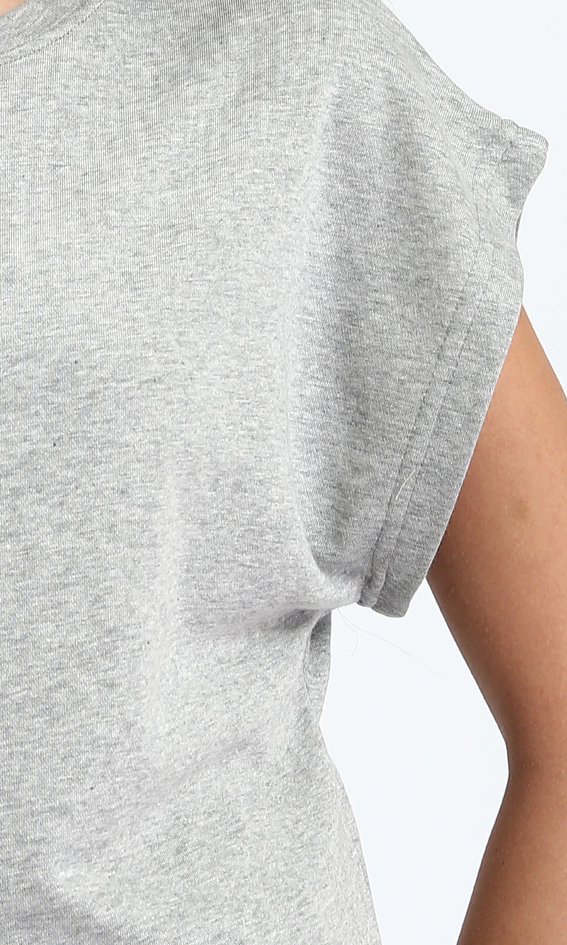 R210990 - Slip On Cotton Cap Sleeves Tee - Heather Grey