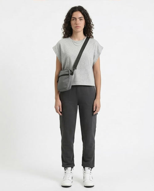 Ravin Cap-Sleeve Boxy Sweatshirt – Grey Marl - R210990