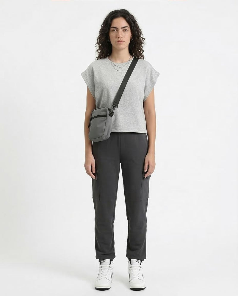 Ravin Cap-Sleeve Boxy Sweatshirt – Grey Marl - R210990