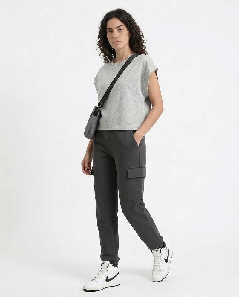 Ravin Cap-Sleeve Boxy Sweatshirt – Grey Marl - R210990