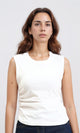 R210993 - Round Neck Solid Sleeveless Top - White