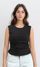 R210994 - Round Neck Solid Sleeveless Top - Black