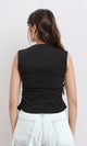 R210994 - Round Neck Solid Sleeveless Top - Black