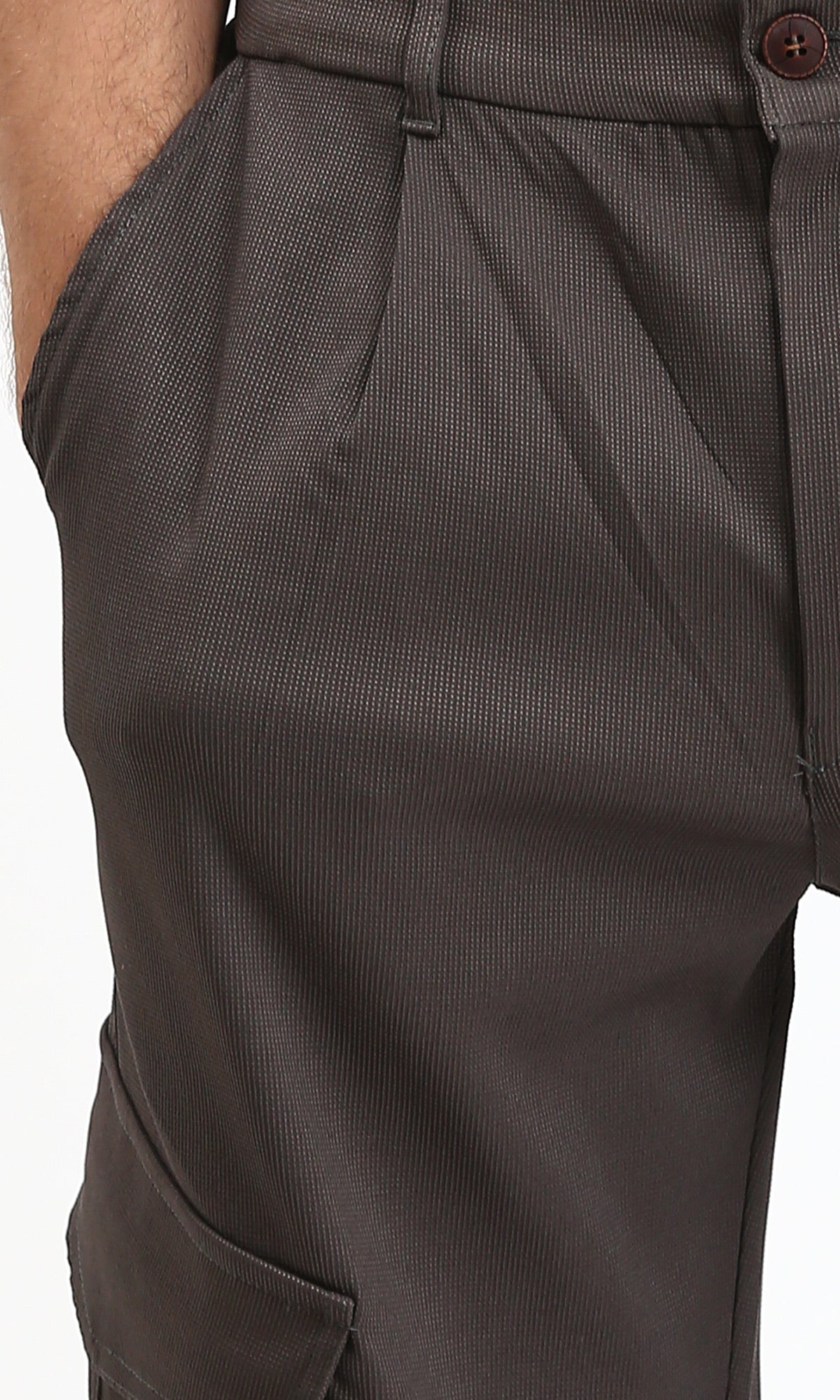 R211025 - Solid Wide Cargo Pants - Dark Grey