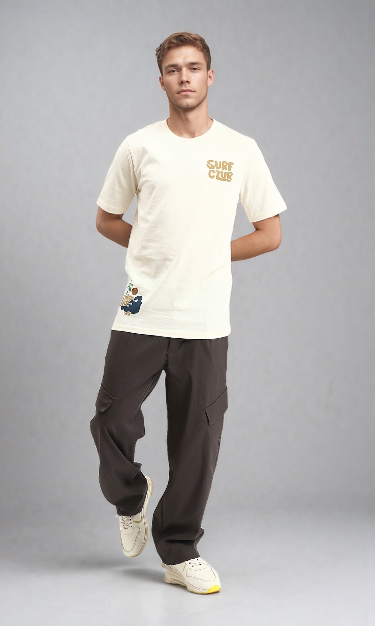 R211025 - Solid Wide Cargo Pants - Dark Grey