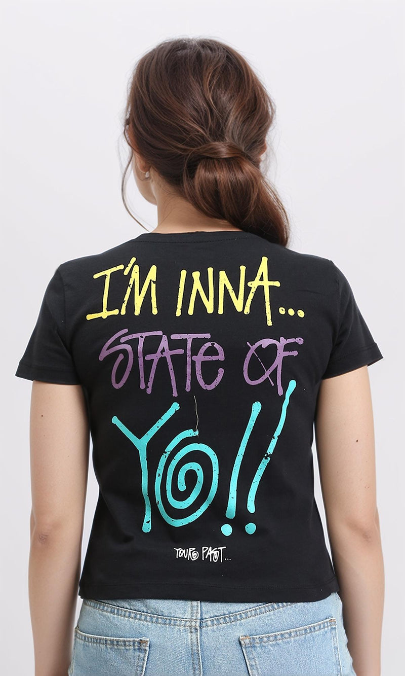 R211027 - Slip On Printed Regular Tee - Black