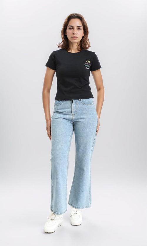 R211027 - Slip On Printed Regular Tee - Black