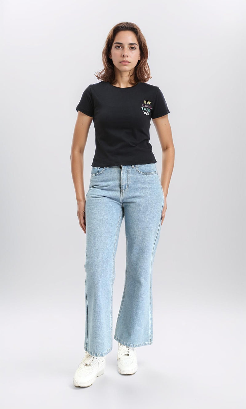 R211027 - Slip On Printed Regular Tee - Black