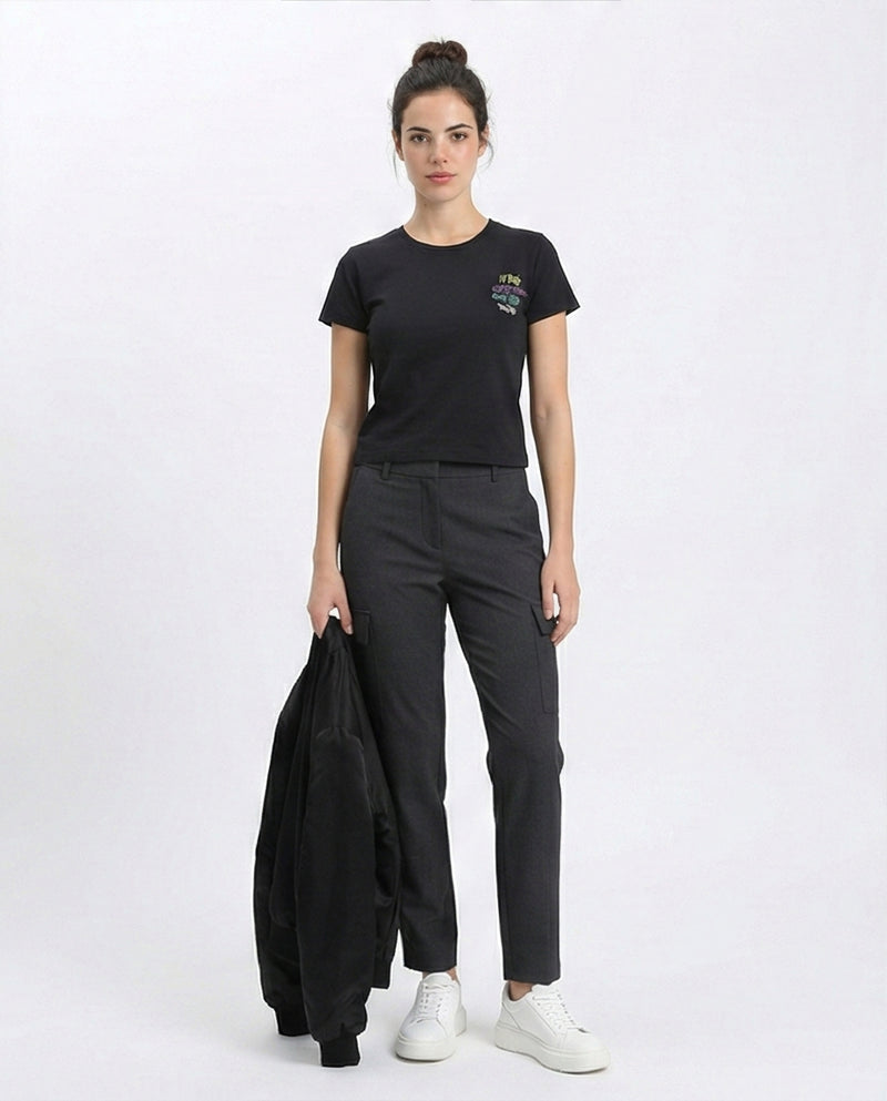 R211027 - Slip On Printed Regular Tee - Black