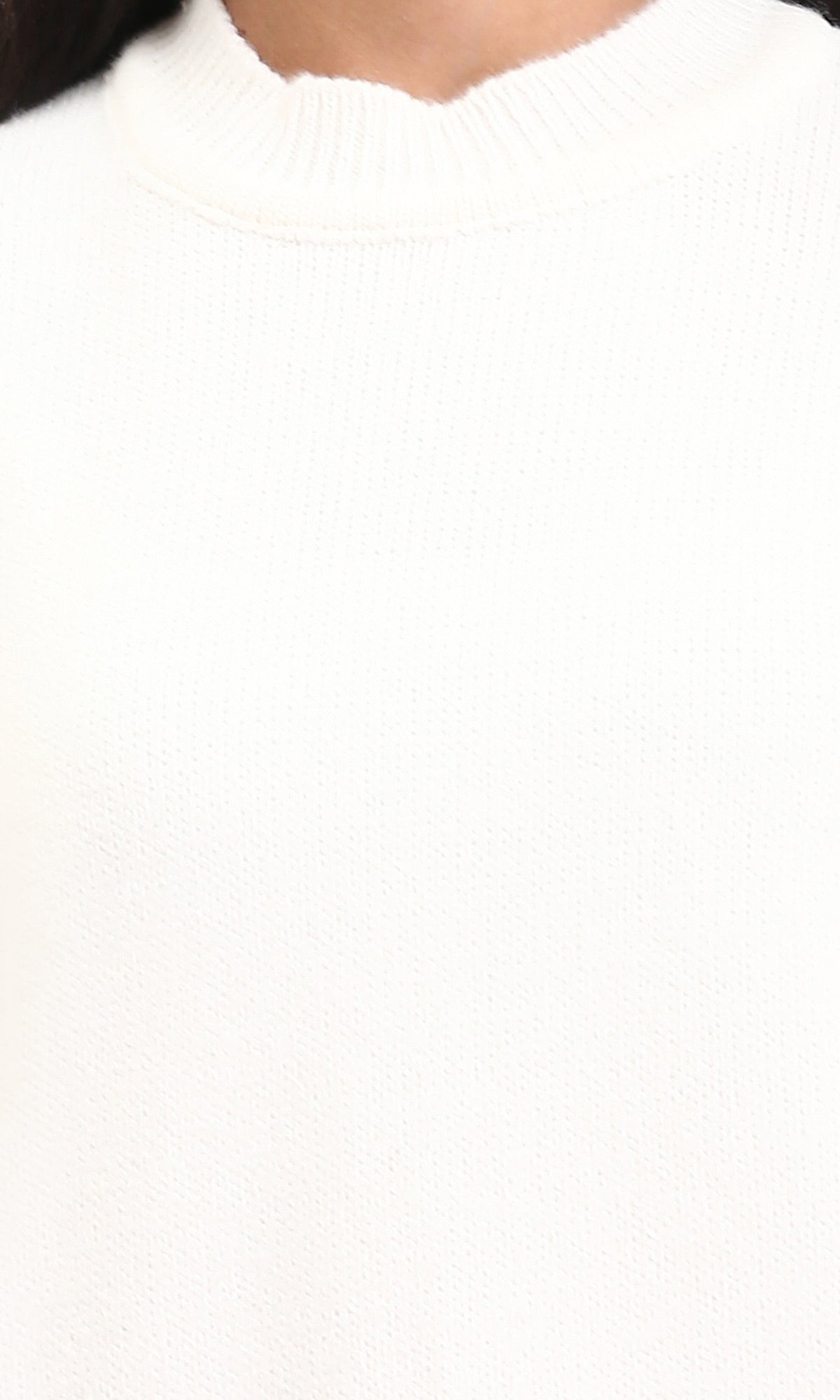R211033 - Long Sleeves Solid Basic Pullover - Off-White
