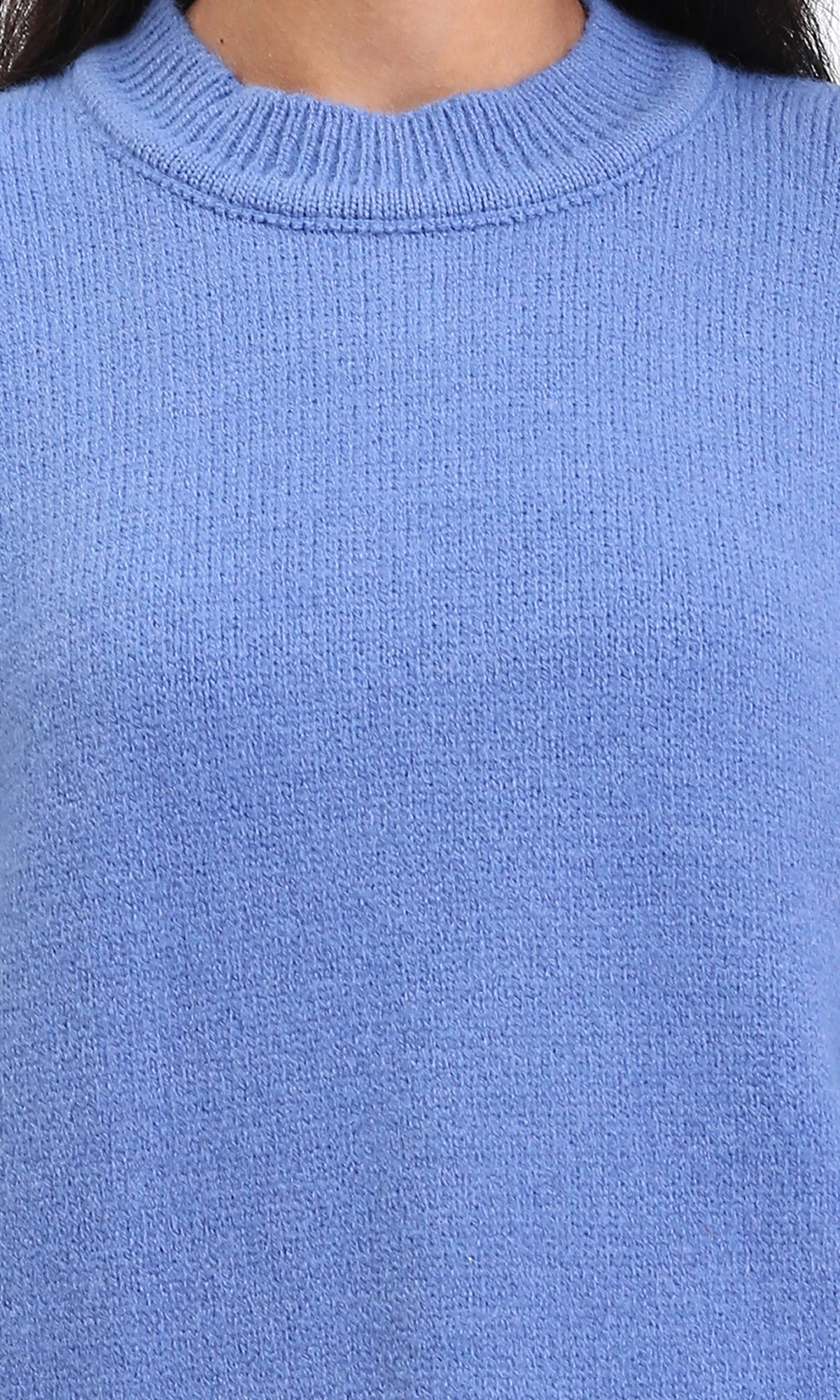 R211036 - Long Sleeves Solid Basic Pullover - Dusty Blue