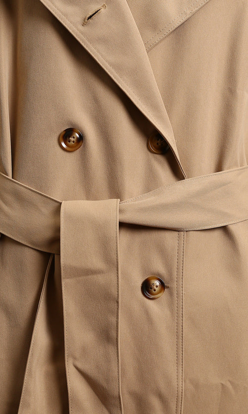 Classic Double-Breasted Trench Coat in Camel