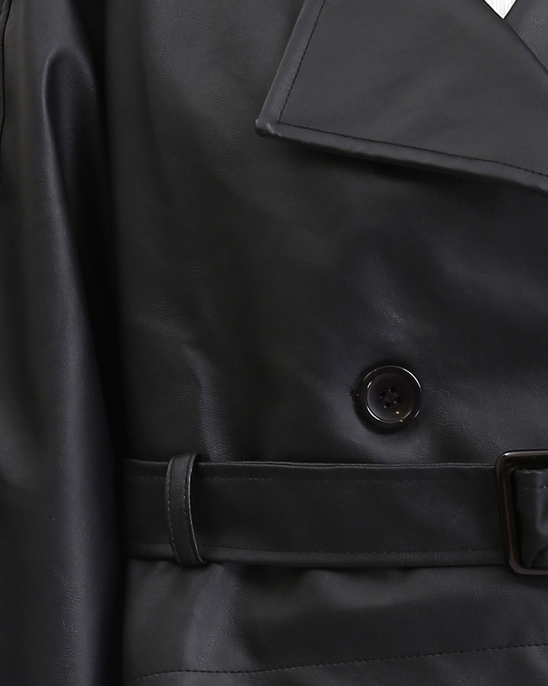 Ravin Women's Cropped Faux-Leather Double-Breasted Trench Jacket - Black - R211075