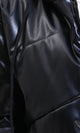 R211076 - Hooded Neck Shiny Bomber Jacket - Black