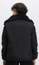 R211079 - Zipped Bomber Jacket with Inner Fur - Black