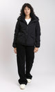 R211079 - Zipped Bomber Jacket with Inner Fur - Black