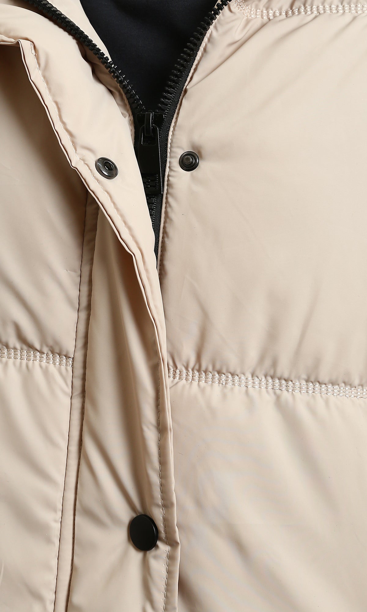 Beige Hooded Quilted Puffer Jacket