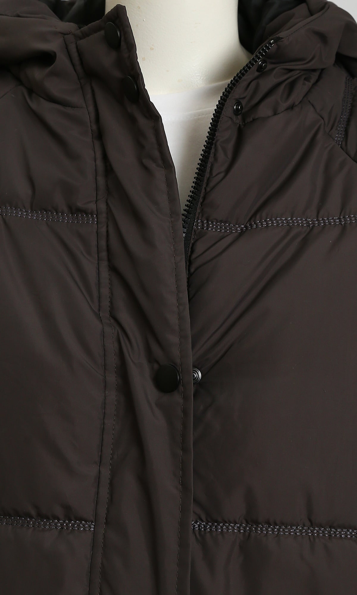 Women's Dark Brown Hooded Puffer Jacket