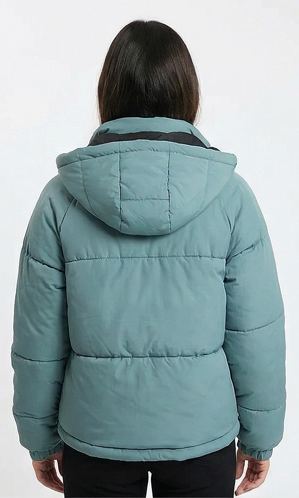 Women's Solid Teal Hooded Puffer Jacket