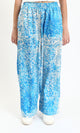R211083 - Slip On Flory Comfy Pants - Light Blue & White