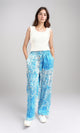 R211083 - Slip On Flory Comfy Pants - Light Blue & White