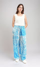R211083 - Slip On Flory Comfy Pants - Light Blue & White