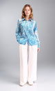 R211085 - Floral Buttoned Down Casual Shirt - Turquoise & White