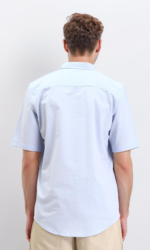 R211095 - Solid Elbow Sleeves Classic Shirt - Light Blue
