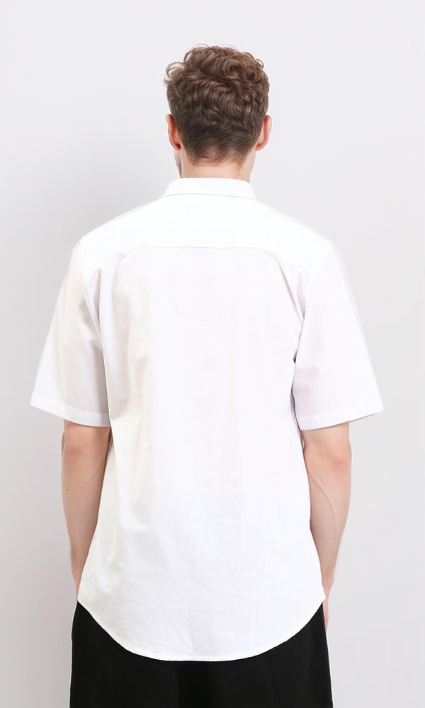 R211097 - Solid Elbow Sleeves Classic Shirt - White