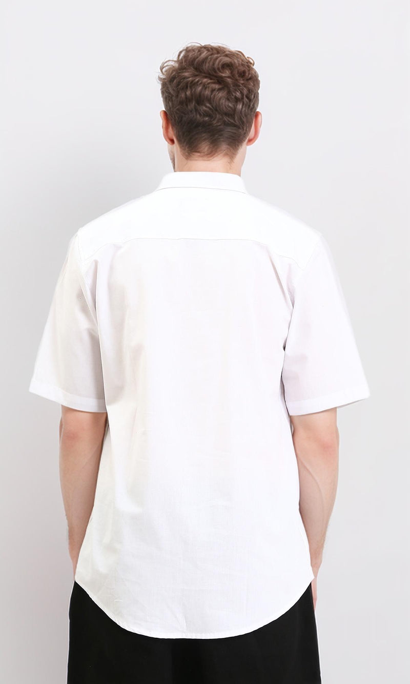 R211097 - Solid Elbow Sleeves Classic Shirt - White