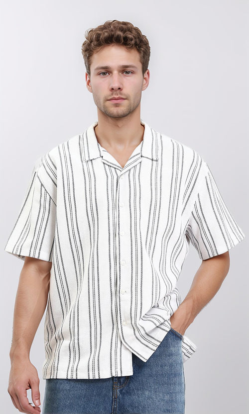 Relaxed Fit Summer Striped Shirt - Black & White