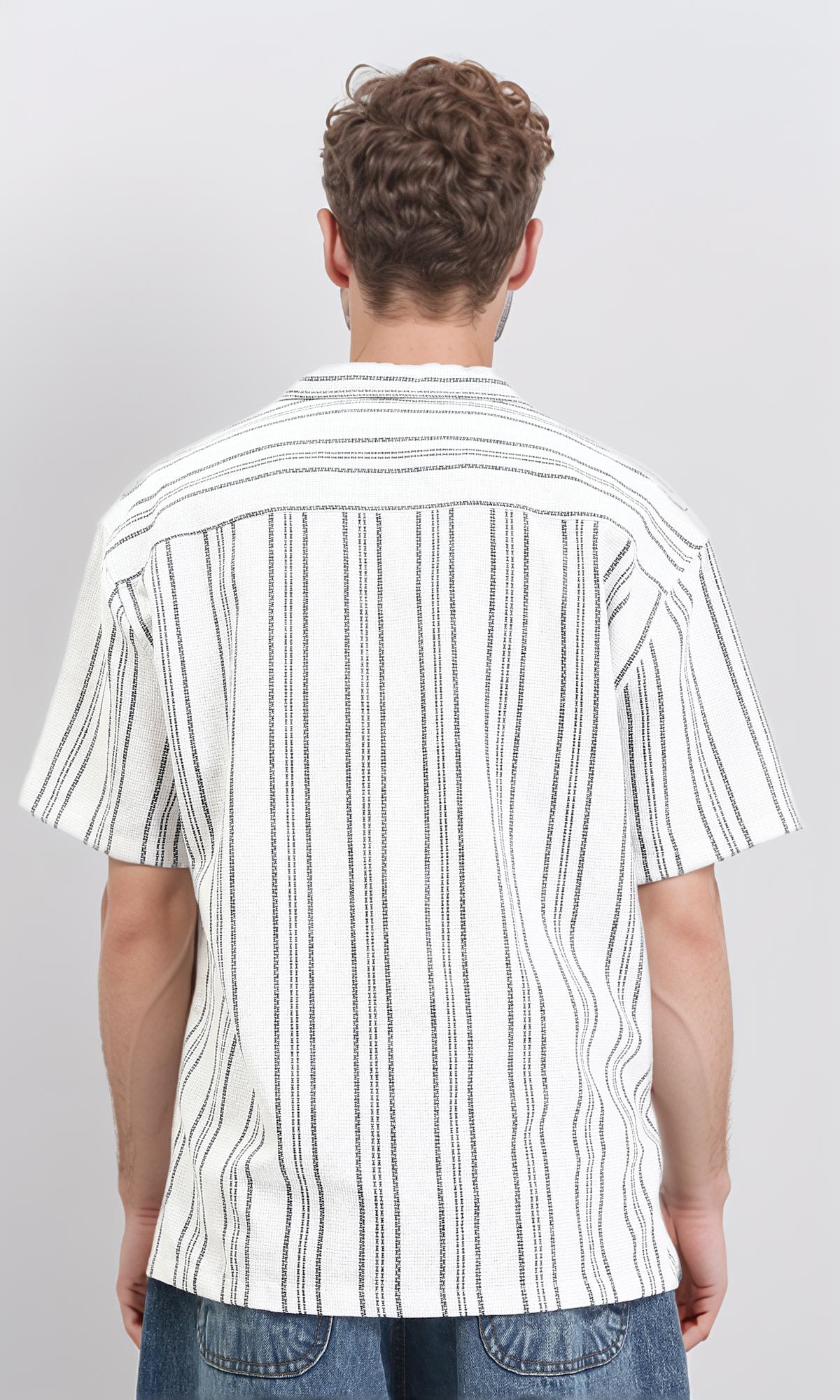 R211122 - Relaxed Fit Summer Striped Shirt - Black & White