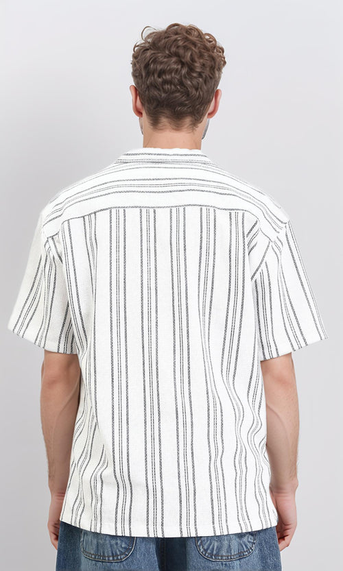 R211122 - Relaxed Fit Summer Striped Shirt - Black & White