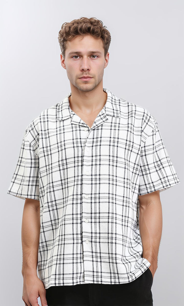 Relaxed Fit Summer Tartan Shirt - Black & White