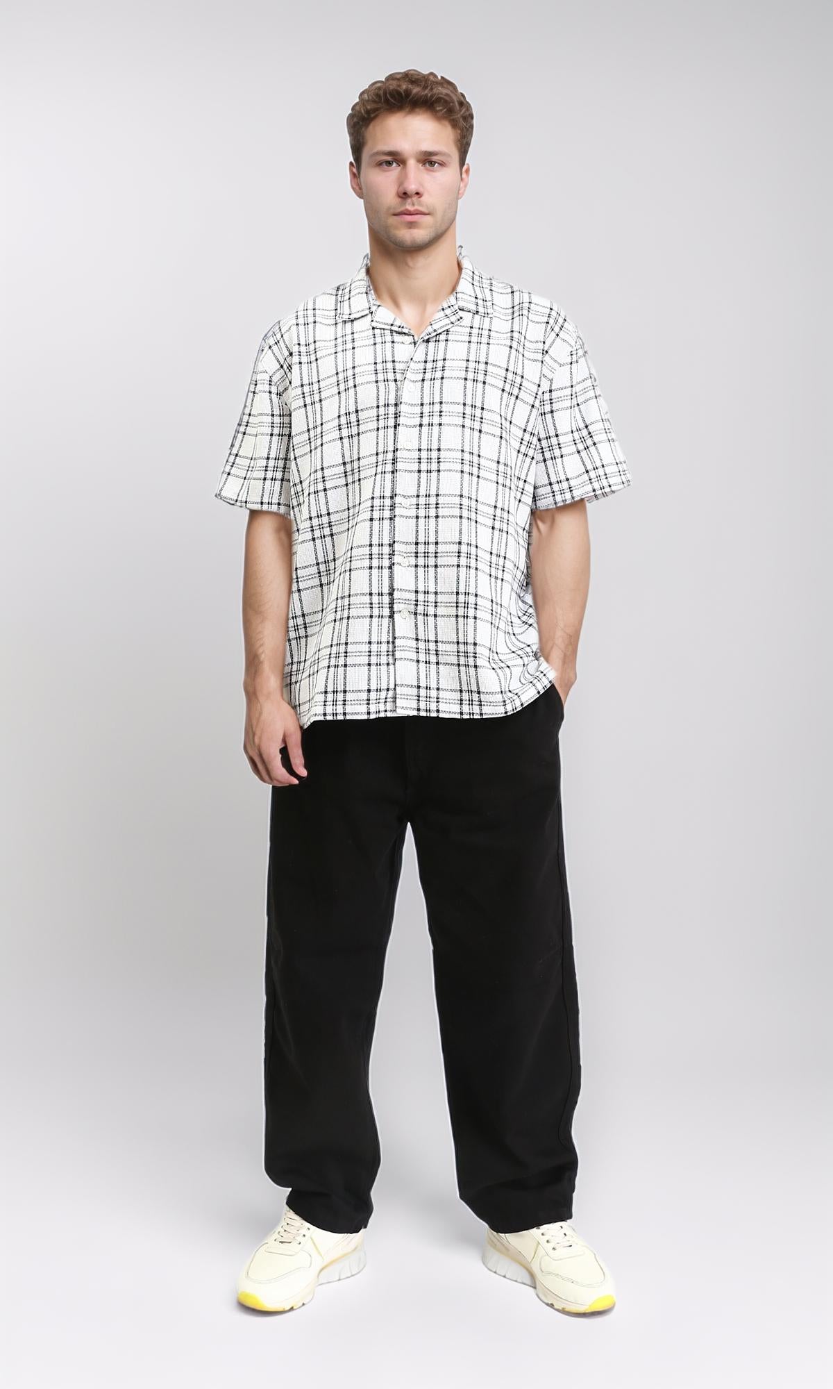 R211126 - Relaxed Fit Summer Tartan Shirt - Black & White