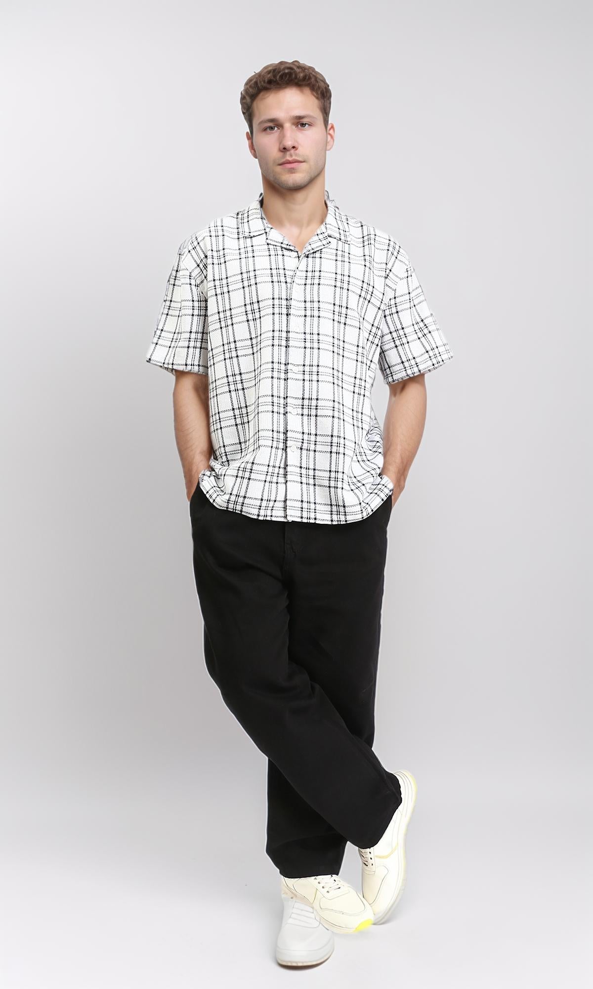 R211126 - Relaxed Fit Summer Tartan Shirt - Black & White