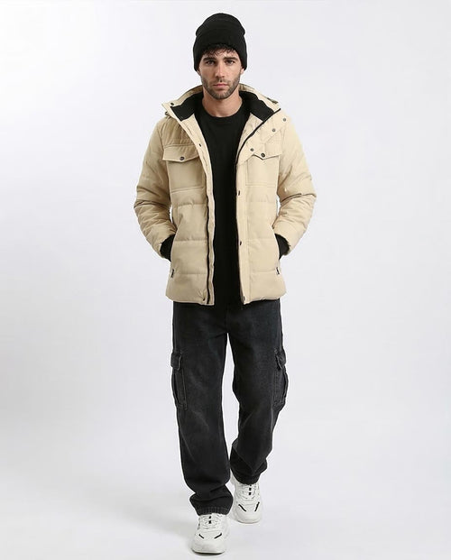 Ravin Men’s Utility Quilted Puffer Jacket - Beige - R211177