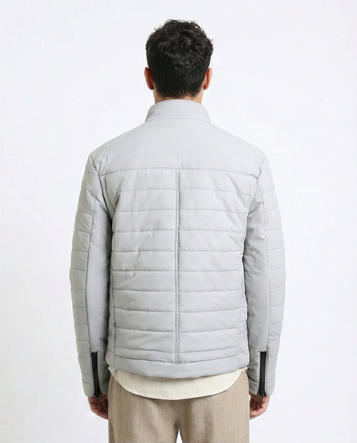 R211179 - Zipped Bomber Jacket with Side Pockets - Light Grey