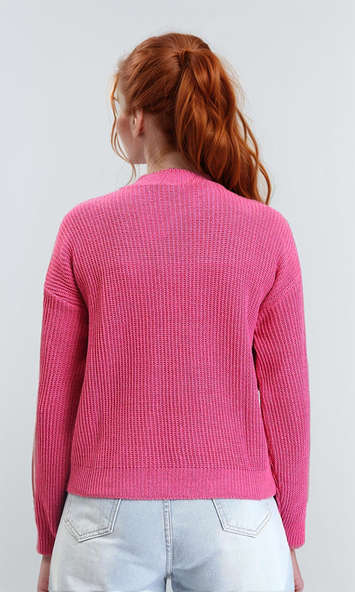 R211181 - Slip On Casual Knitted Pullover - Fuchsia
